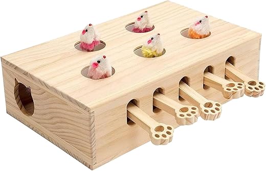 Jouet en bois interactif pour chats