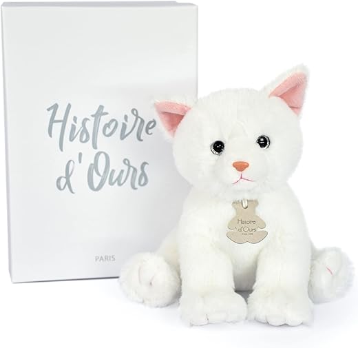 Peluche Chat Blanc 18 cm pour Enfants