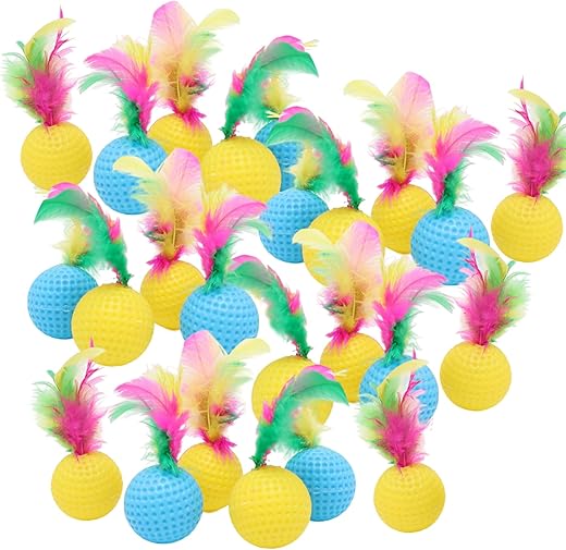 Ssguopte Set de 24 Balles Colorées avec Plumes
