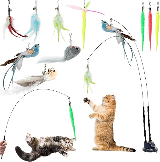 Ensemble interactif de pêche pour chat 13 pièces